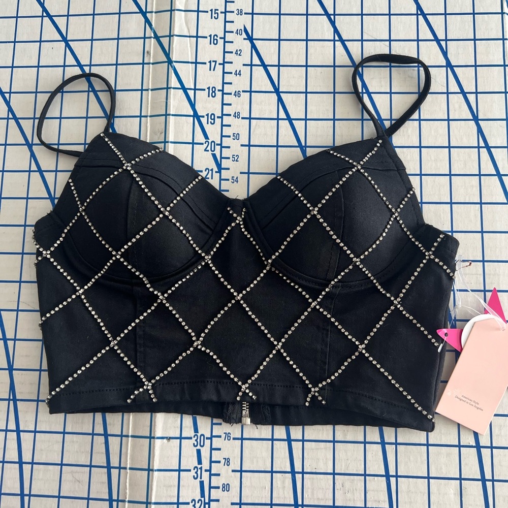 BUSTIER RHINESTONE ACCENTS SZ S NWT FESTIVAL PARTY VACAY missing a few stones